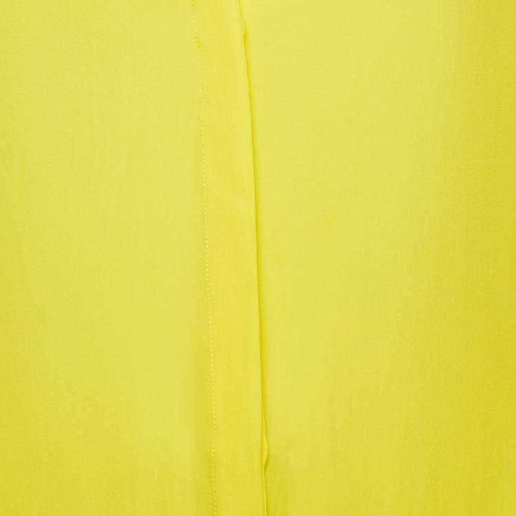 Pre Owned Versace Collection Yellow Embellished Collar Silk Short Sleeve Shirt M