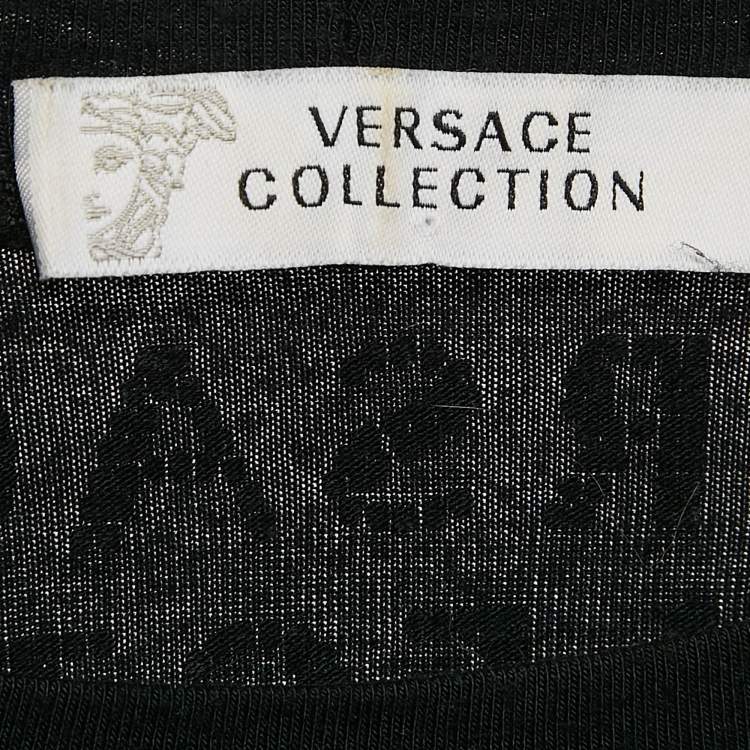 Pre Owned Versace Collection Black Half Medusa Embellished Knit Top M