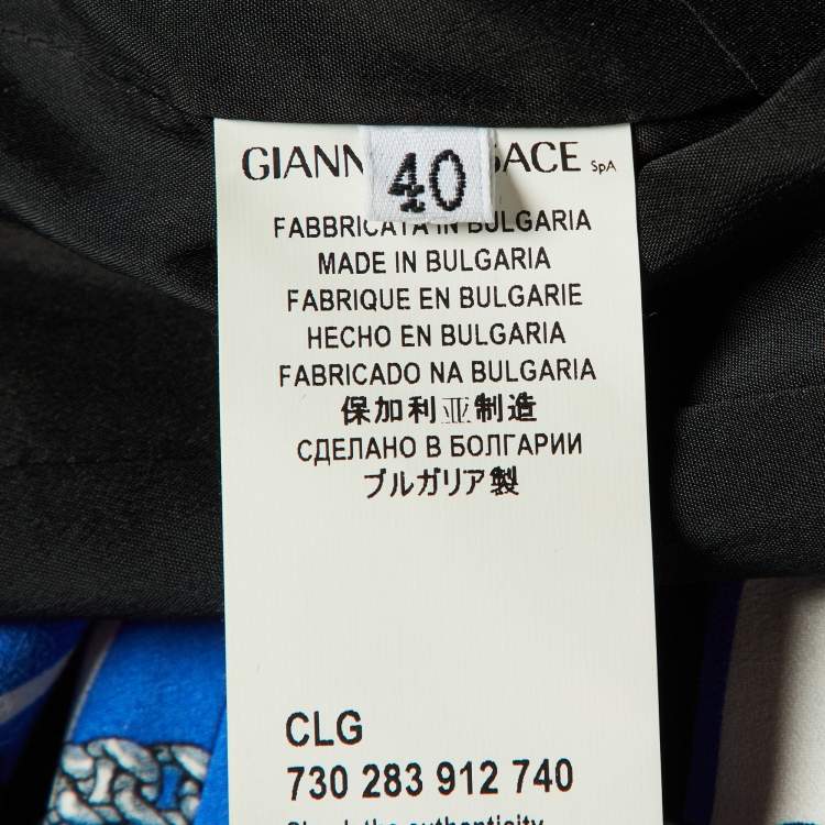Pre Owned Versace Collection Blue Chain Print Crepe Sleeveless Dress S