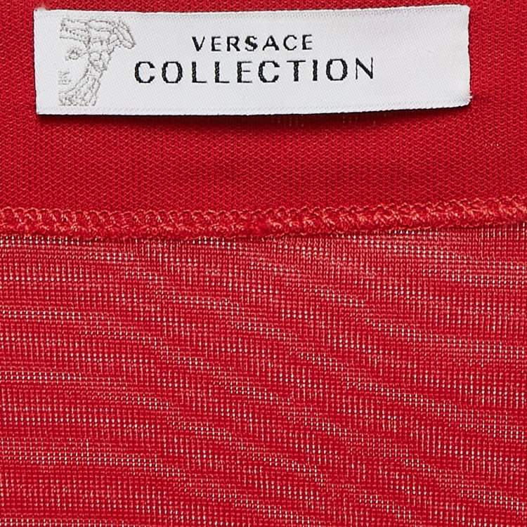 Pre Owned Versace Collection Red Jersey Ruched Short Dress M