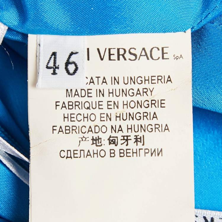 Pre Owned Versace Collection Blue Abstract Print Cotton Sleeveless Short Dress L