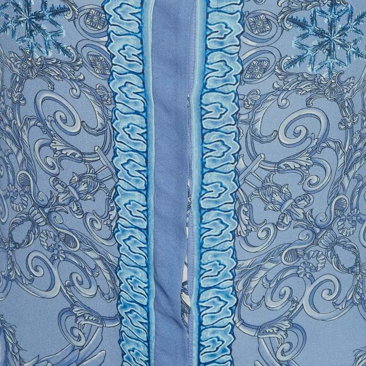 Pre Owned Versace Collection Blue Printed Silk Sheer Shirt S