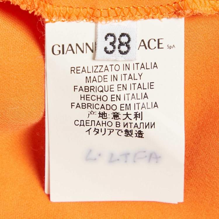 Pre Owned Versace Collection Orange Silk Long Sleeve Shirt S