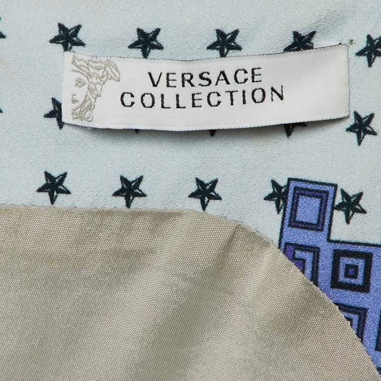 Pre Owned Versace Collection Multicolor Printed Crepe Sleeveless Dress S