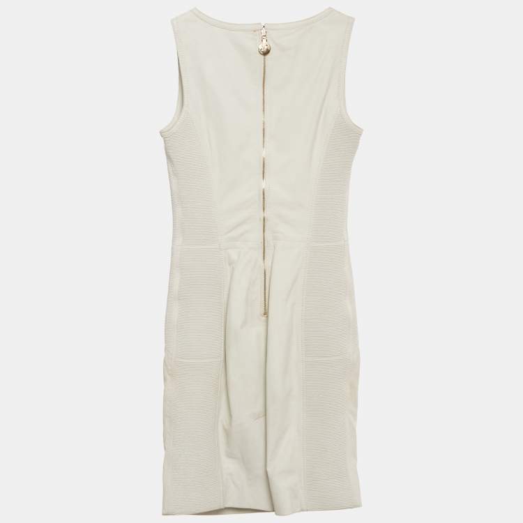 Pre Owned Versace Collection White Leather Sleeveless Mini Dress XS   