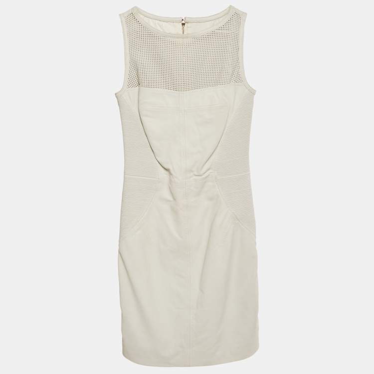Pre Owned Versace Collection White Leather Sleeveless Mini Dress XS   