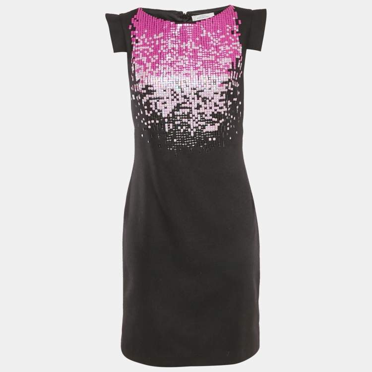 Pre Owned Versace Collection Black Embellished Wool Blend Short Dress L