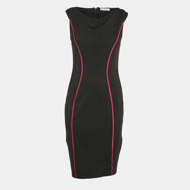 Pre Owned Versace Collection Black Contrast Trim Jersey Bodycon Dress M
