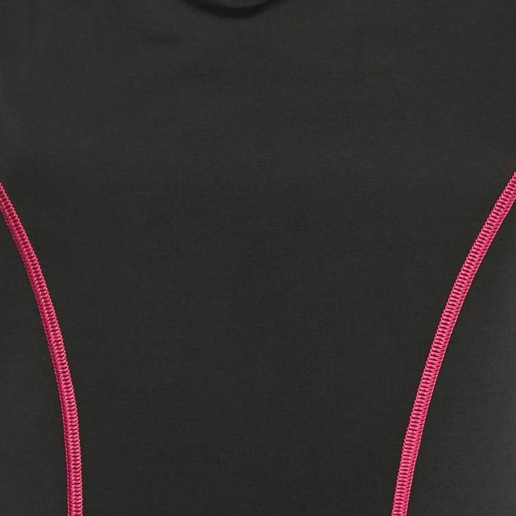 Pre Owned Versace Collection Black Contrast Trim Jersey Bodycon Dress M