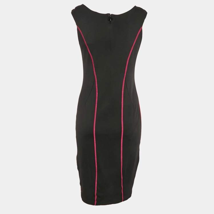 Pre Owned Versace Collection Black Contrast Trim Jersey Bodycon Dress M