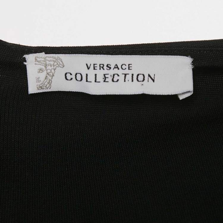 Pre Owned Versace Collection Black Contrast Trim Jersey Bodycon Dress M