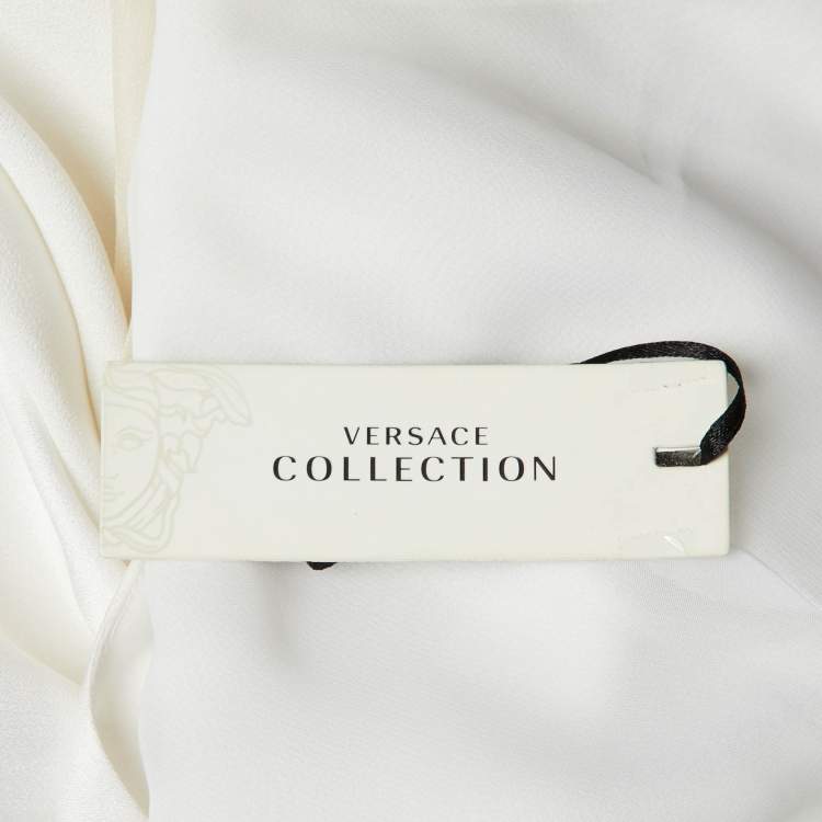 Pre Owned Versace Collection White Satin Overlay Detail Maxi Dress S