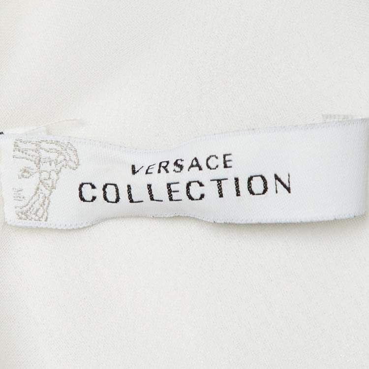 Pre Owned Versace Collection White Satin Overlay Detail Maxi Dress S