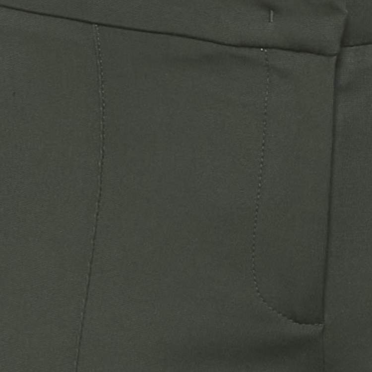 Pre Owned Versace Collection Green Crepe Slim Fit Trousers M