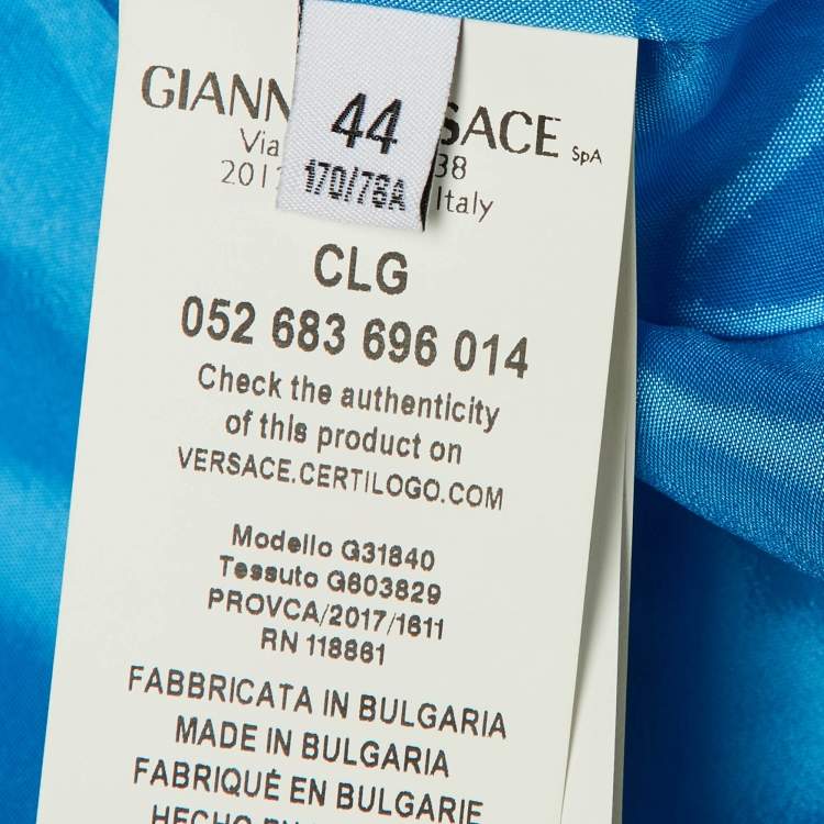 Pre Owned Versace Collection Blue Printed Crepe Midi Skirt M