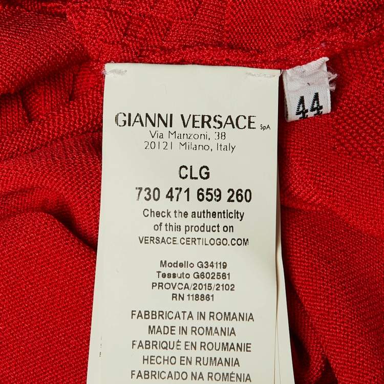 Pre Owned Versace Collection Red Geometric Pattern Knit Jumper M 