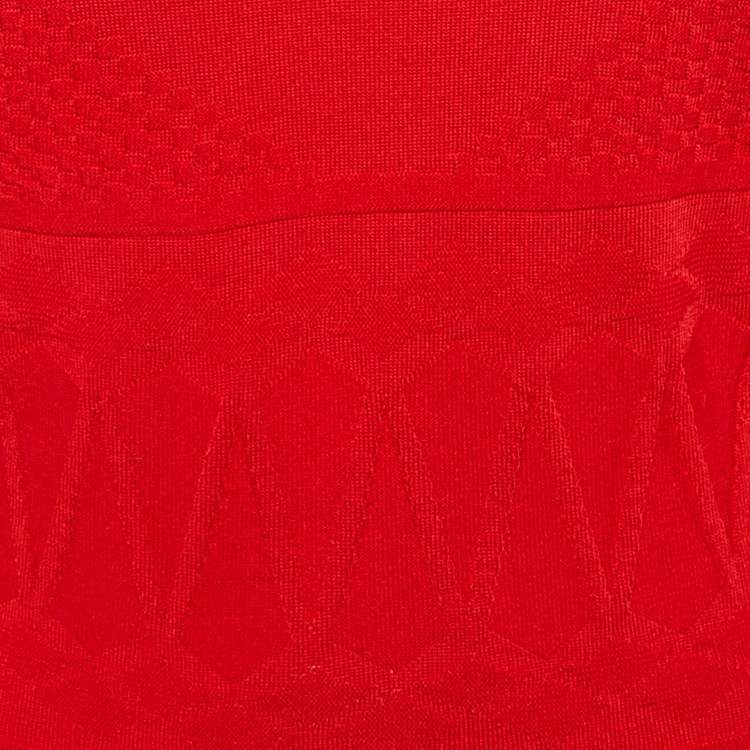 Pre Owned Versace Collection Red Geometric Pattern Knit Jumper M 