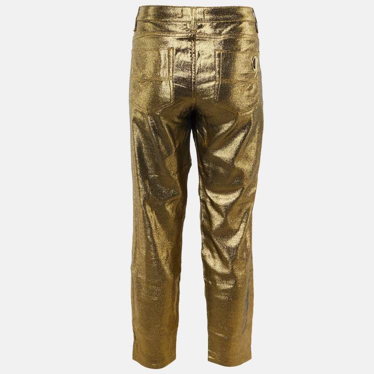 Pre Owned Versace Collection Gold Metallic Slim Fit Jeans L