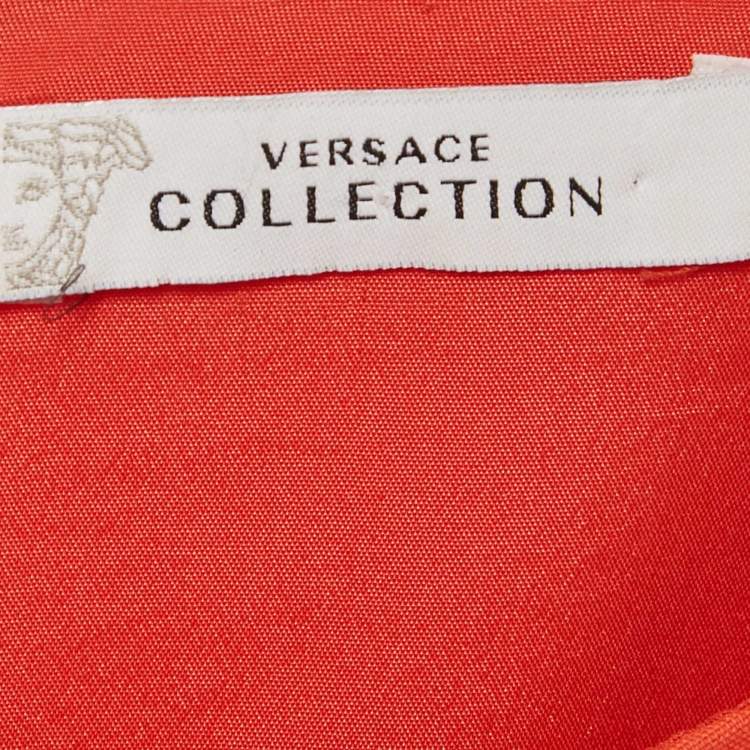 Pre Owned Versace Collection Orange Cotton Belted Mini Dress M