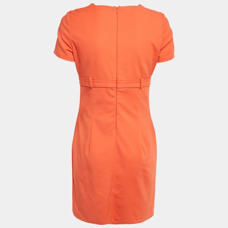Pre Owned Versace Collection Orange Cotton Belted Mini Dress M