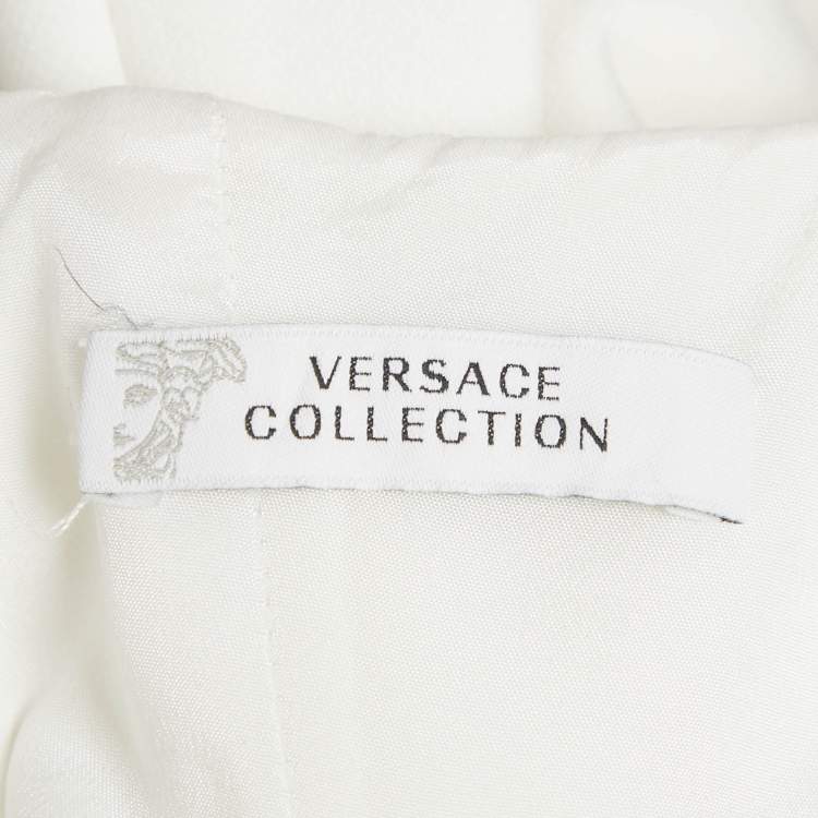 Pre Owned Versace Collection White Crepe Chain Detail Mini Dress M