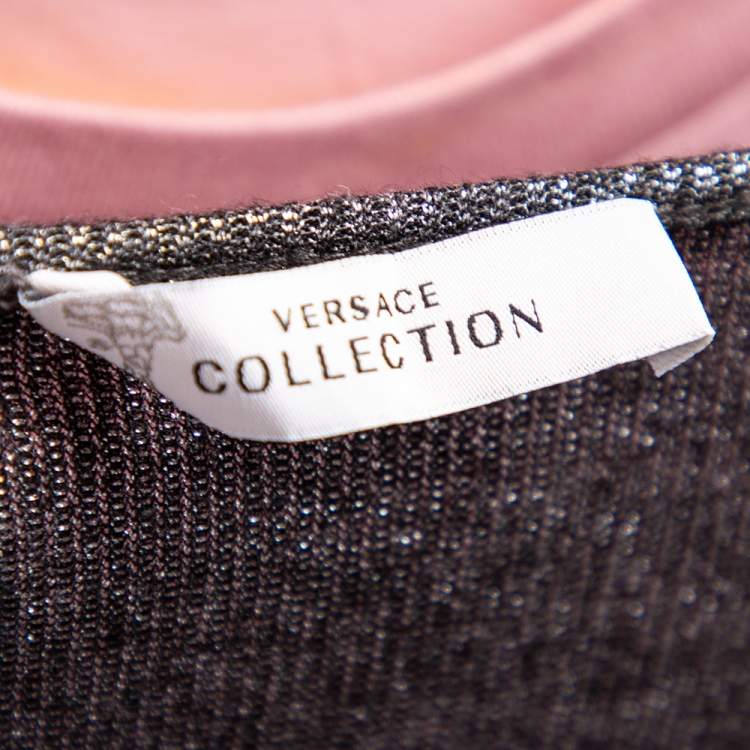 Pre Owned Versace Collection Grey Lurex Knit Tank Top M 