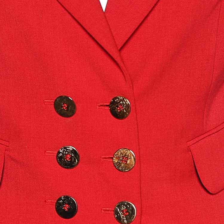 Pre Owned Versace Collection Red Double Breasted Blazer S