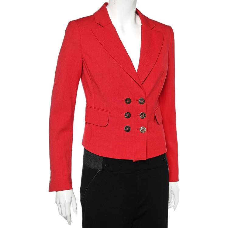 Pre Owned Versace Collection Red Double Breasted Blazer S