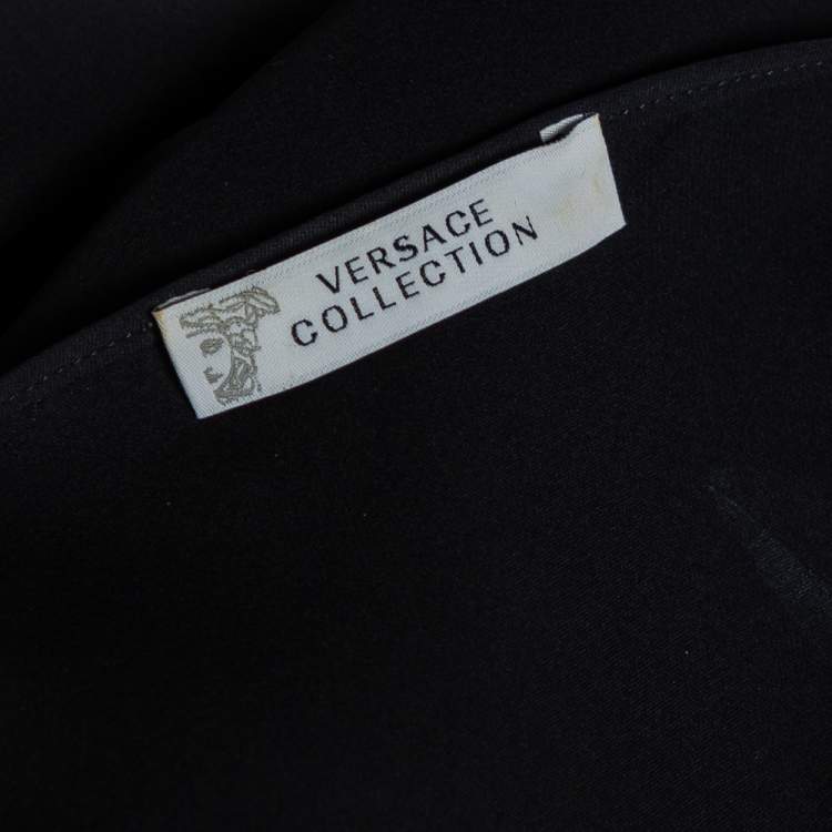 Pre Owned Versace Collection Black Silk Embellished Drawstring Waist Detail Kaftan Top M