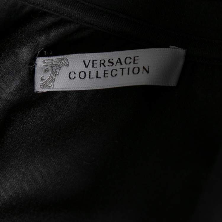 Pre Owned Versace Collection Black Cotton Half Medusa Embellished T-Shirt L