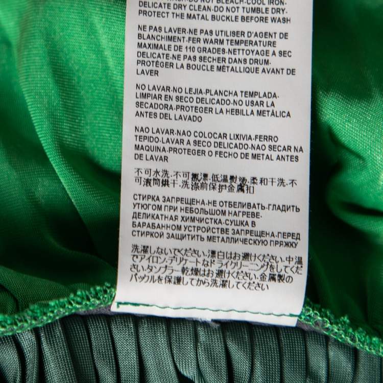 Pre Owned Versace Collection Green Paneled Knit Halter Neck Belted Maxi Dress M