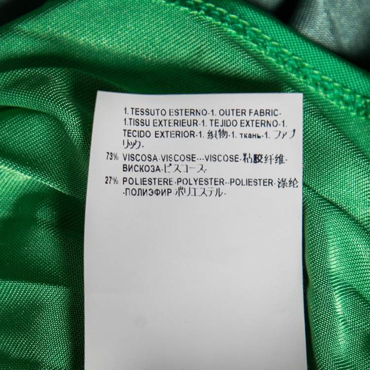 Pre Owned Versace Collection Green Paneled Knit Halter Neck Belted Maxi Dress M