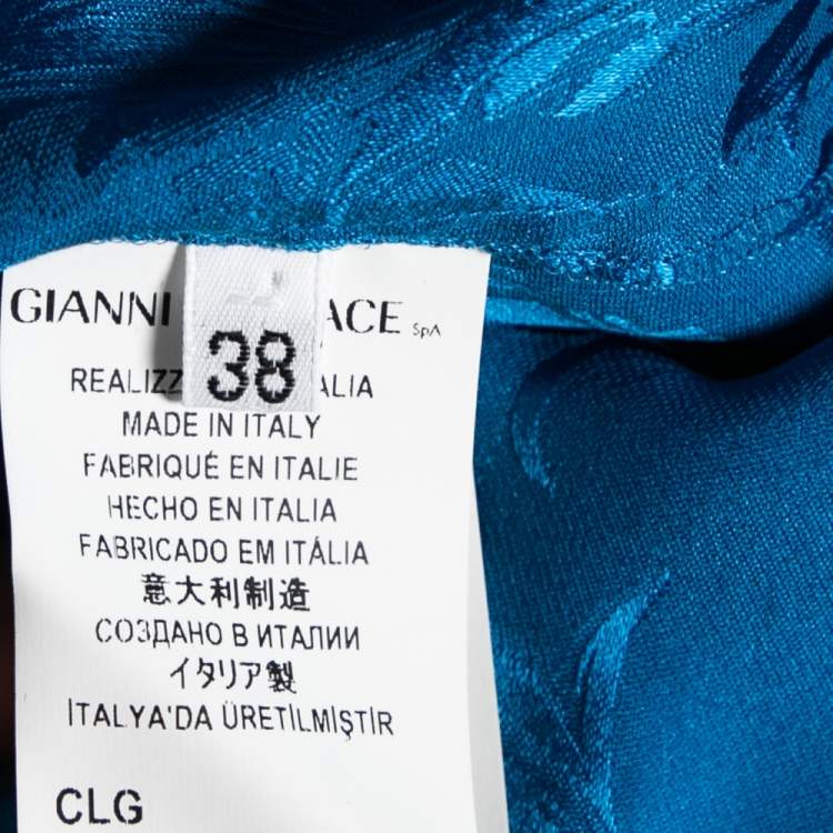 Pre Owned Versace Collection Blue Patterned Silk Button Front Shirt S