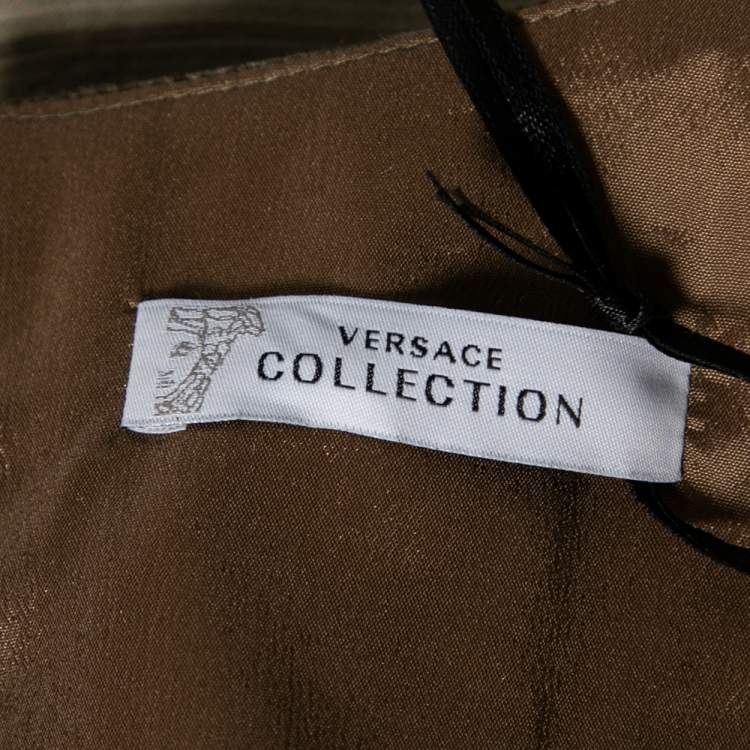 Pre Owned Versace Collection Brown Printed Sleeveless Dress M