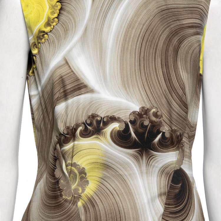 Pre Owned Versace Collection Brown Printed Sleeveless Dress M