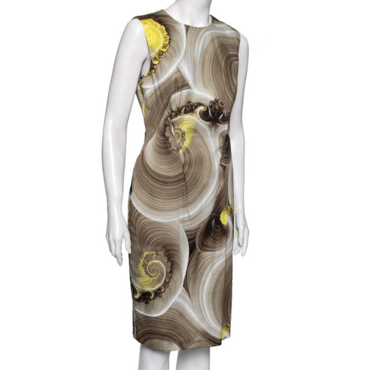Pre Owned Versace Collection Brown Printed Sleeveless Dress M