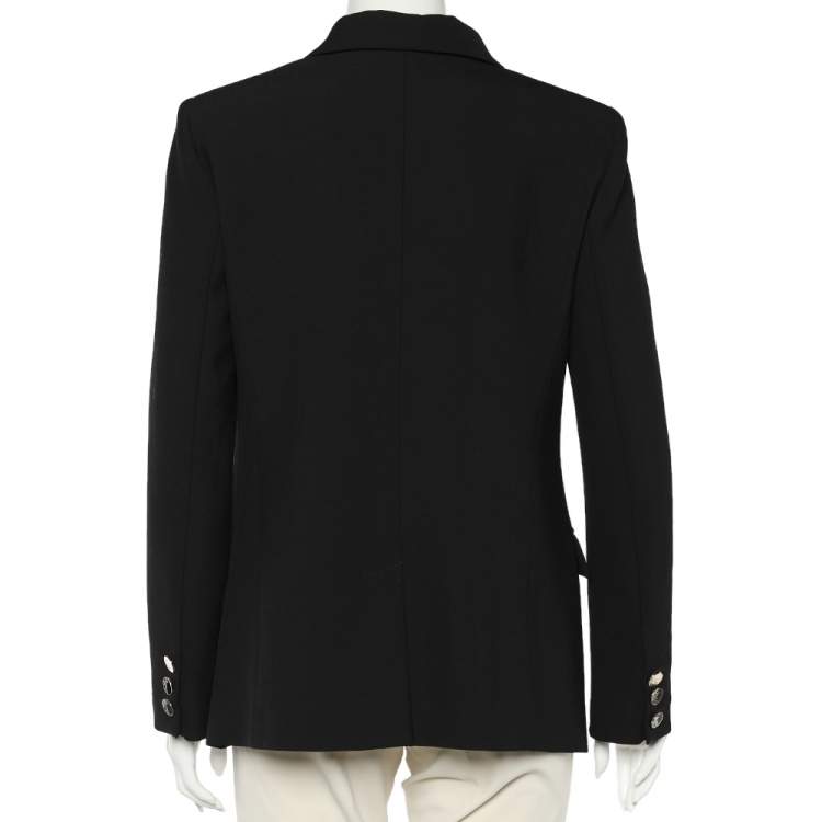 Pre Owned Versace Collection Black Crepe Button Front Blazer L