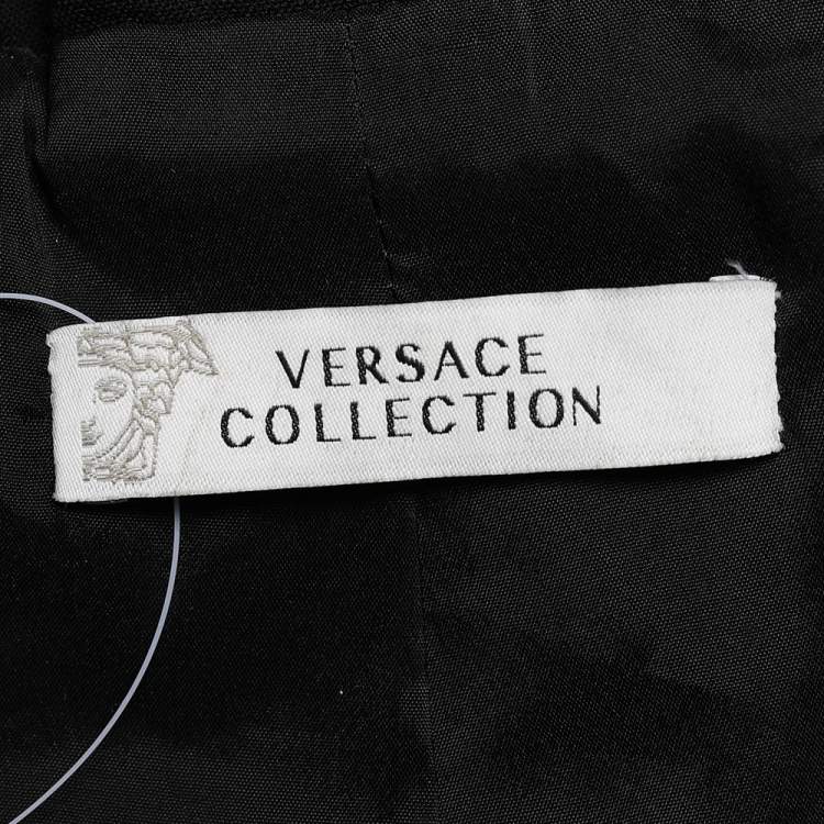 Pre Owned Versace Collection Black Crepe Button Front Blazer L