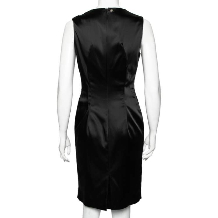 Pre Owned Versace Collection Black Satin Sleeveless Short Dress M