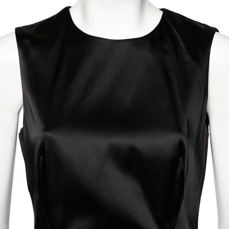 Pre Owned Versace Collection Black Satin Sleeveless Short Dress M