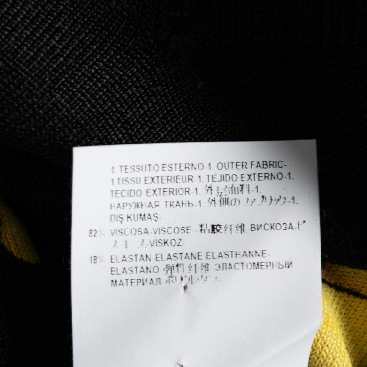 Pre Owned Versace Collection Black and Gold Cage Baroque Print Knit Long Sleeve V Neck Top L