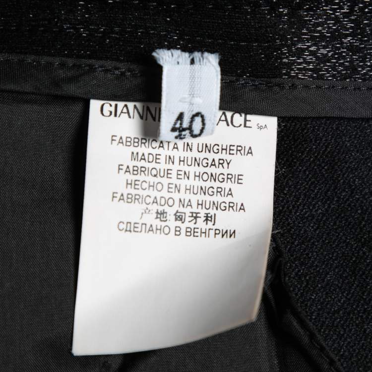 Pre Owned Versace Collection Black Textured Wool Pants S