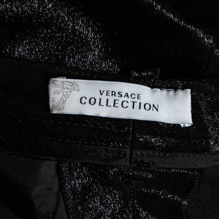 Pre Owned Versace Collection Black Textured Wool Pants S