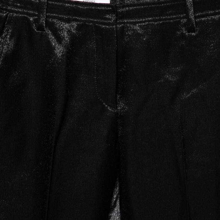 Pre Owned Versace Collection Black Textured Wool Pants S