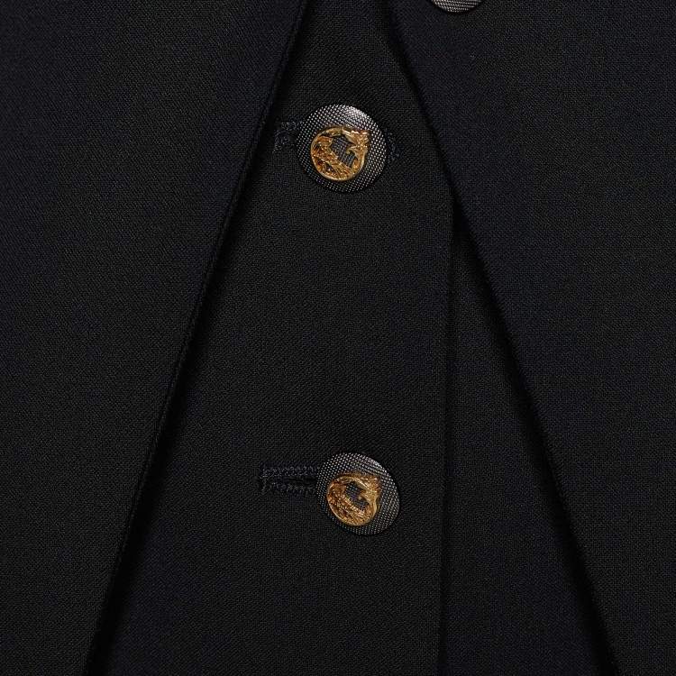 Pre Owned Versace Collection Black Knit Overlay Detailed Blazer L