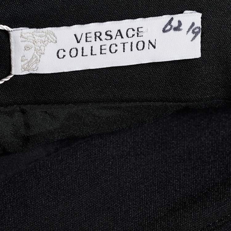 Pre Owned Versace Collection Black Cotton Knit Pencil Skirt L