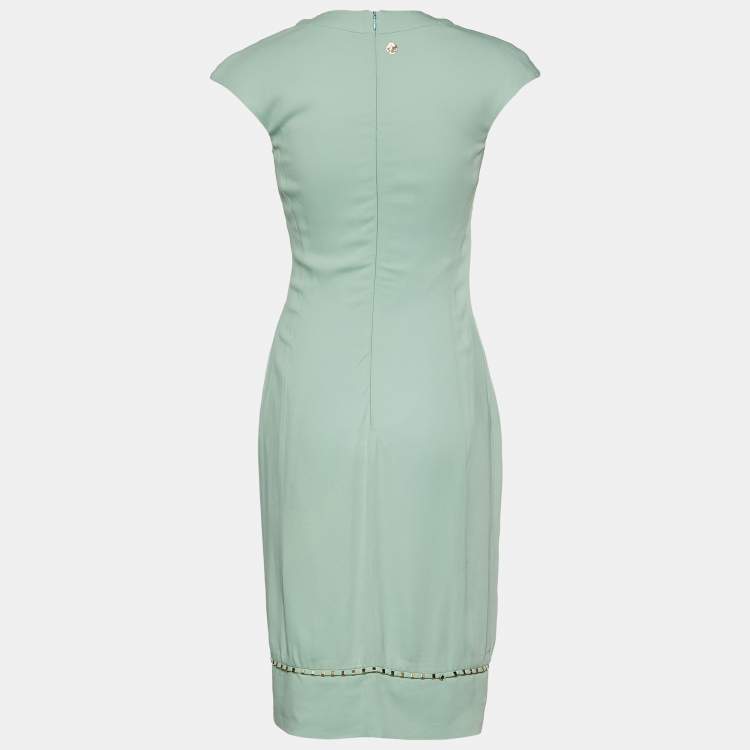 Pre Owned Versace Collection Green Crepe Stud Detail Sleeveless Dress S