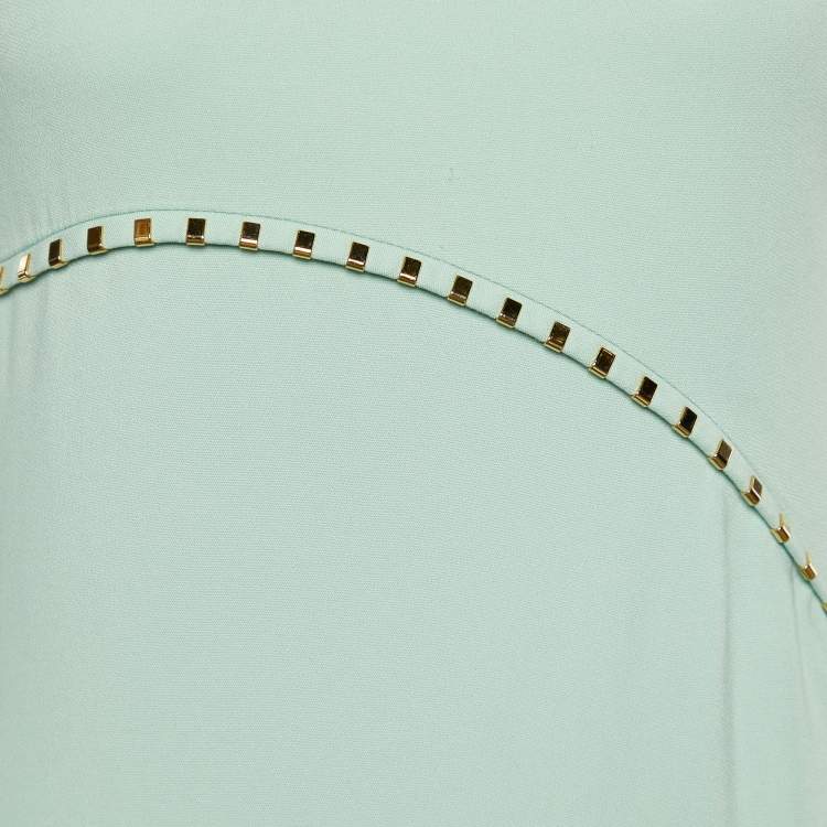Pre Owned Versace Collection Green Crepe Stud Detail Sleeveless Dress S