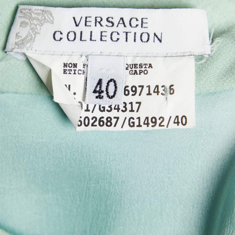 Pre Owned Versace Collection Green Crepe Stud Detail Sleeveless Dress S