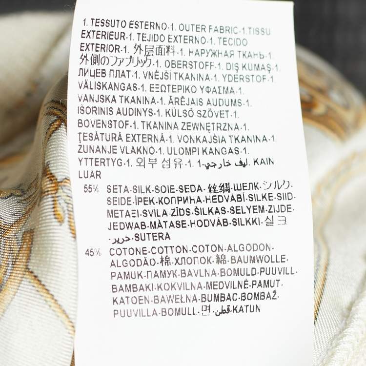 Pre Owned Versace Collection Gold & Cream Baroque Print Silk Sweater Vest S